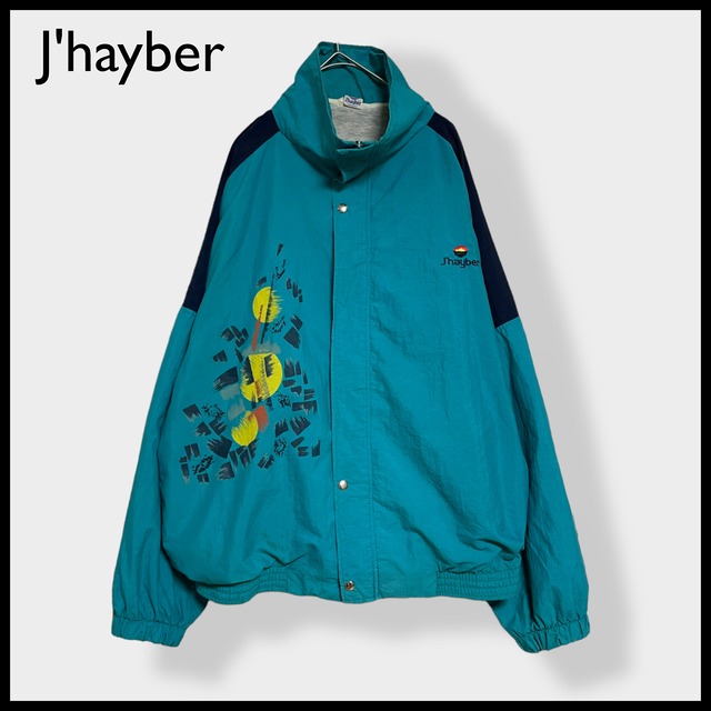 【J'hayber】90s EU製 ナイロンジャケット ブルゾン ジャンパー ワンポイント バックロゴ 刺繍 プリント スナップ ジップアップ ビッグシルエット ワイドサイズ ジェイハイバー EU古着