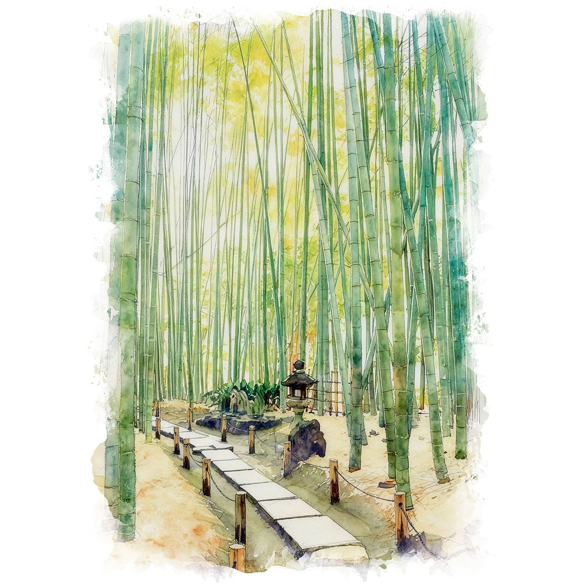 絵画 風景画 日本 神奈川県 鎌倉 報国寺 竹庭 インテリアアート額付き