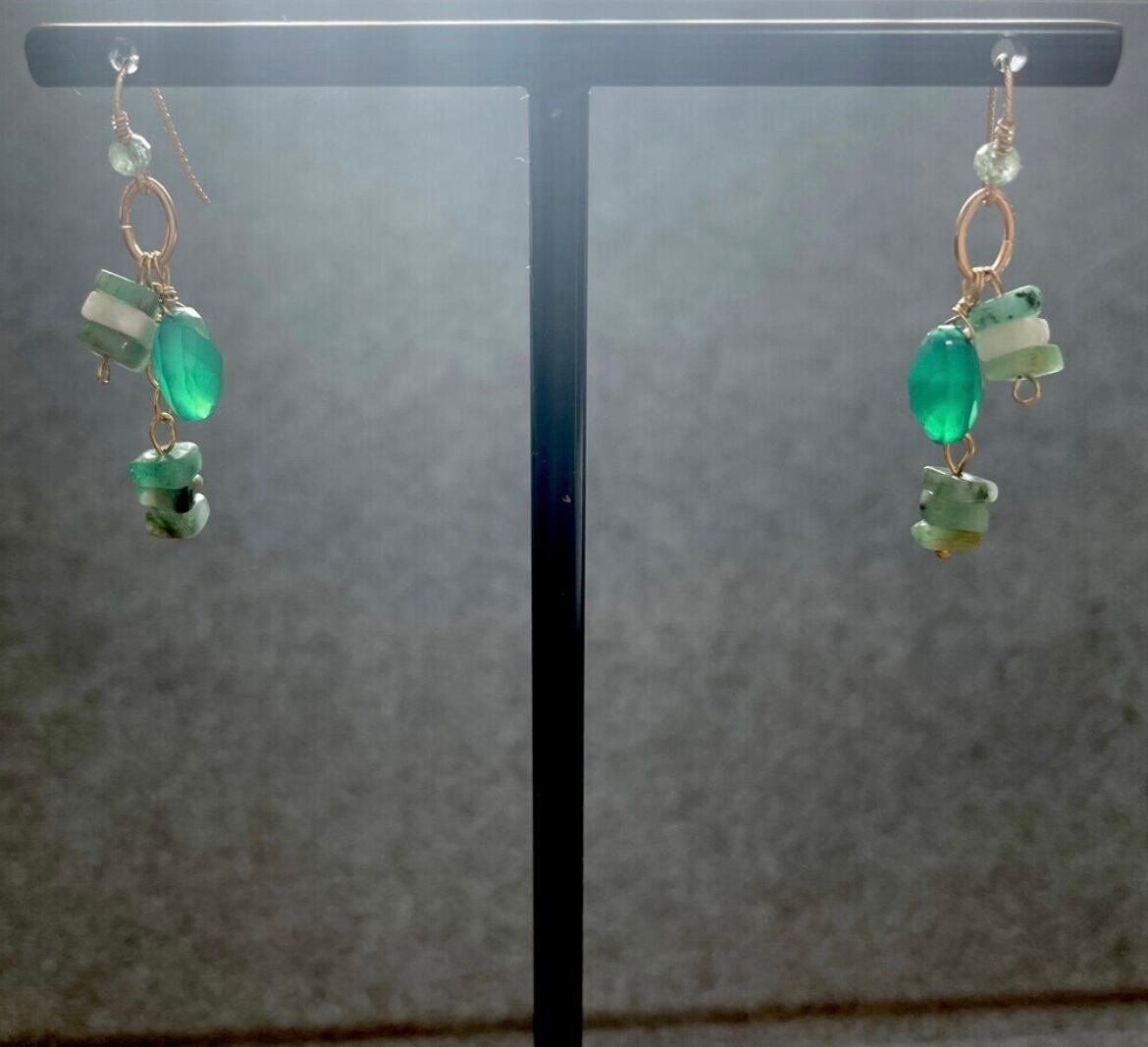 ◇◇グリーンオニキス エメラルド ピアス （14kgf） | famy accessories