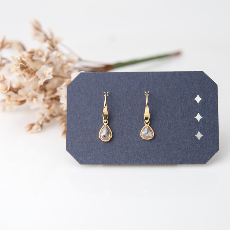 【1点もの】ローズカット ブラウンダイヤモンド K18YG シルクピアス