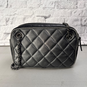 CHANEL シャネル ココマーク レザー ショルダーバッグ グレー A-14264