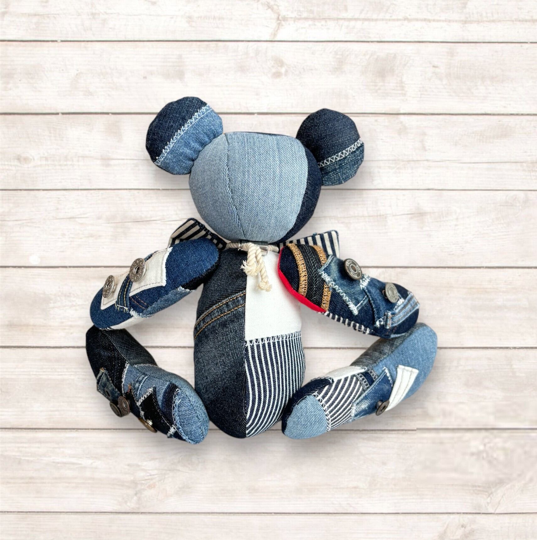 デニムリメイクバック　グレーフワモコクマ くま | デニムリメイクバッグ 一点ものデニムリメイクグッズ通販