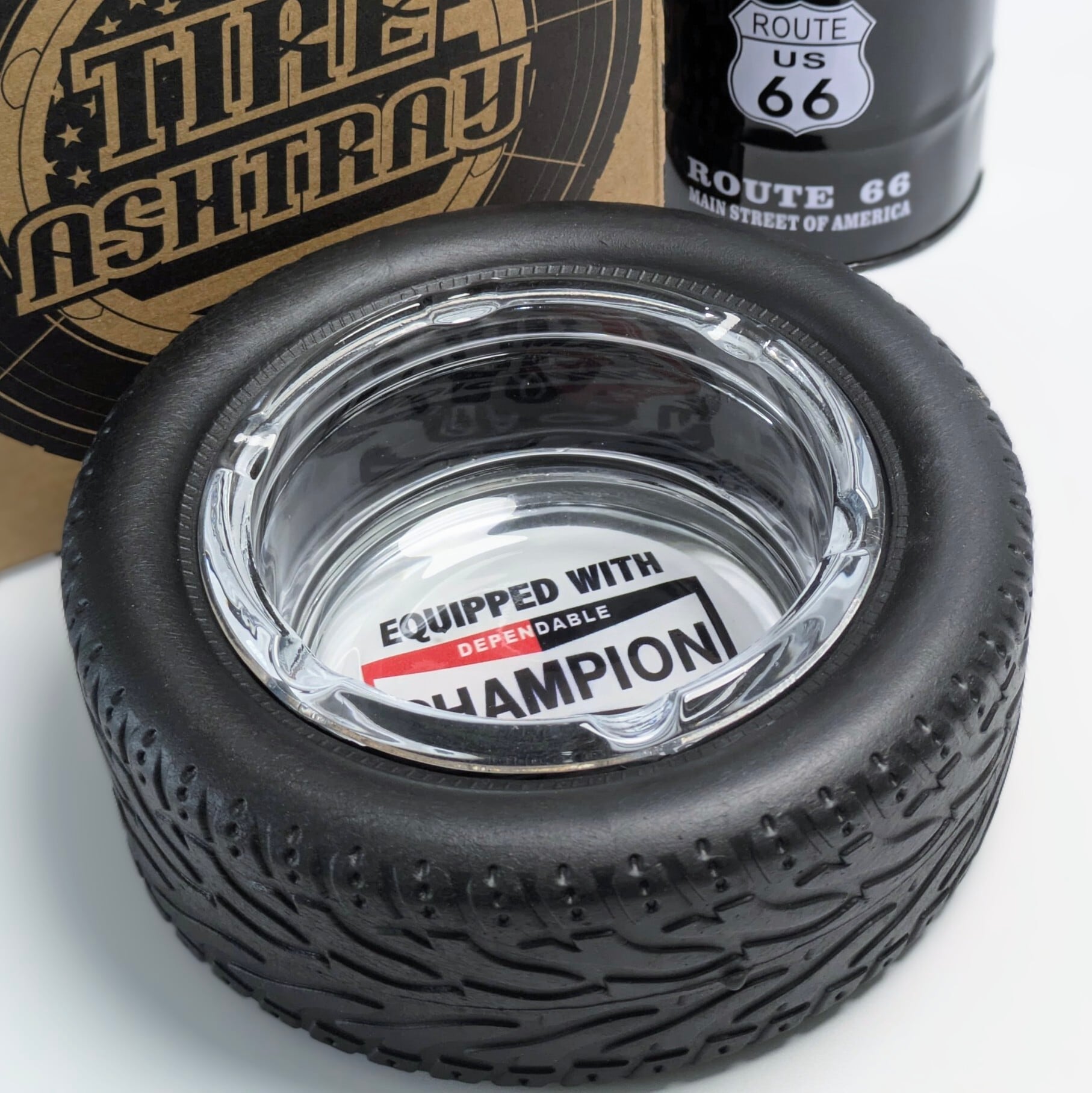 【 Tire Ashtray タイヤアシュトレイ 】 『 Champion チャンピオン 』スパークプラグ / 灰皿 / ガレージ 〚アメリカン雑貨 アメトイ〛