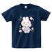 うさちゃんとお花プリントTシャツ