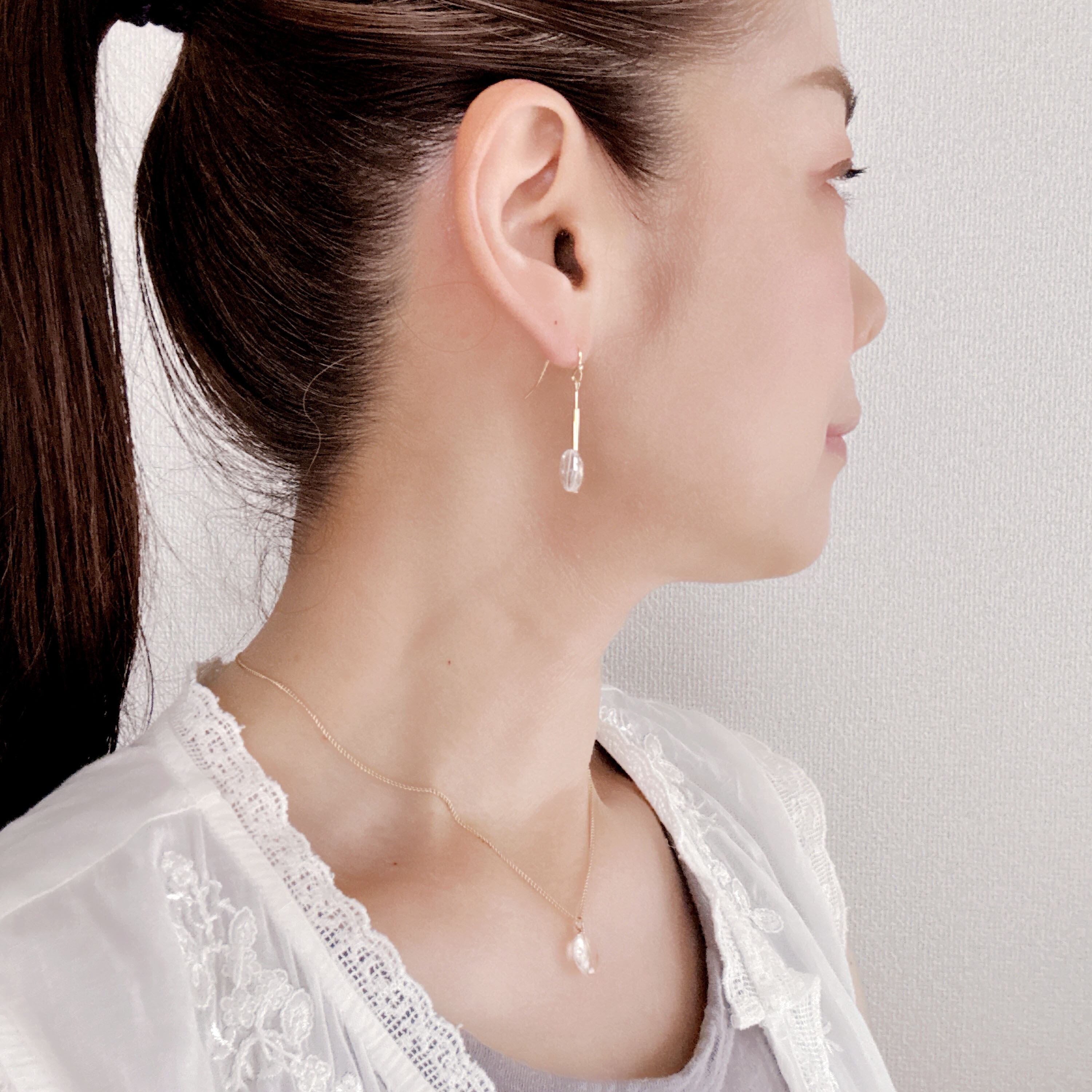 【Xmasセール】シックなトルマリン＊ロングピアスNo.200 25cryP1/G _ pierce/earring | Pay ID 【Xmasセール】シックな