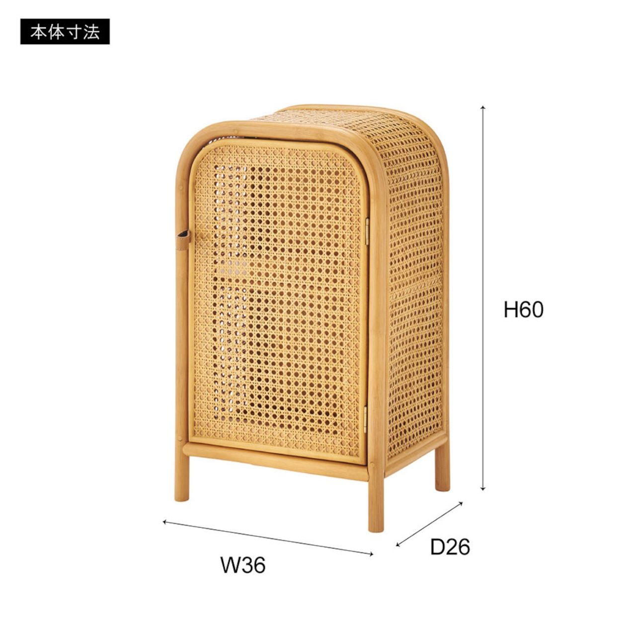 ラタン キャビネット コンパクト チェスト 扉付き