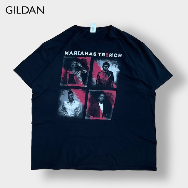 【GILDAN】マリアナス・トレンチ バンドTシャツ プリントTシャツ MARIANAS TRENCH ロゴ フォトプリント バンt ロックt 黒t 2XL ビッグサイズ 半袖 夏物 us古着