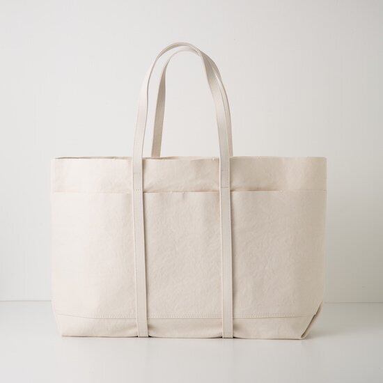 AMIACALVA(アミアカルヴァ) WASHED CANVAS 6POCKETS TOTE(L)WHITE
