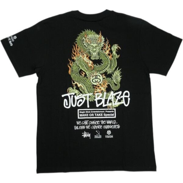 ✨STUSSY×MAGIC 龍 STICK×JUST BLAZE Tシャツ M✨ Size【M】 STUSSY ステューシー ×MAGIC STICK ×JUST BLAZE Dragon Tee