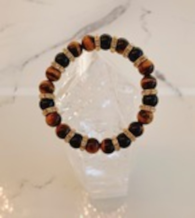 タイガーアイ・モリオン・ロンデルゴールド　19cm　＝自信や勇気、魔除け・厄除け＝　1-11-1