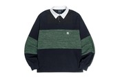 SWEAT KNIT MIX RUGBY SHIRTS_NAVY