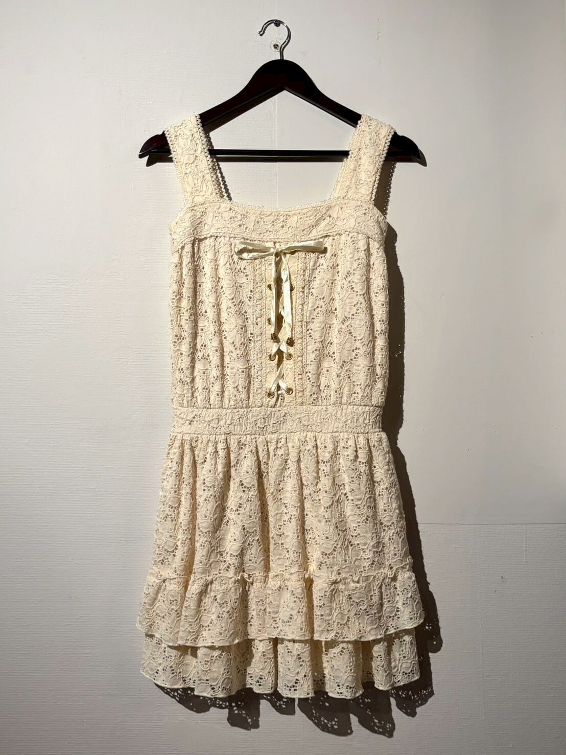 ivory lace mini-dress