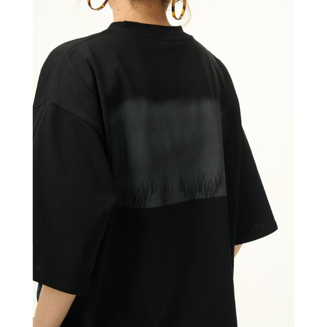 art paint print short sleeve tee　アートペイントプリント半袖ティー　J1007