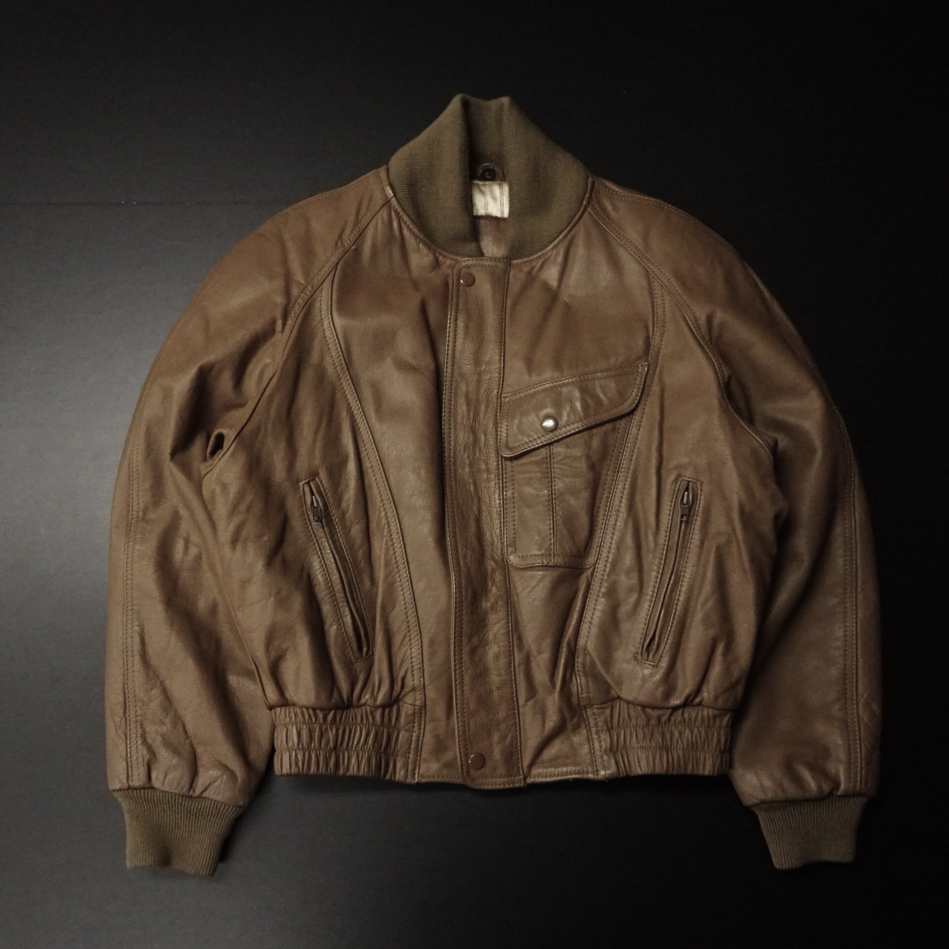 90s 希少 NIKE ナイキ レザージャケット ボンバー 刺繍ロゴ ビッグ