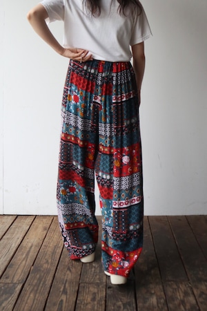【monoya】patchwork design easy pants