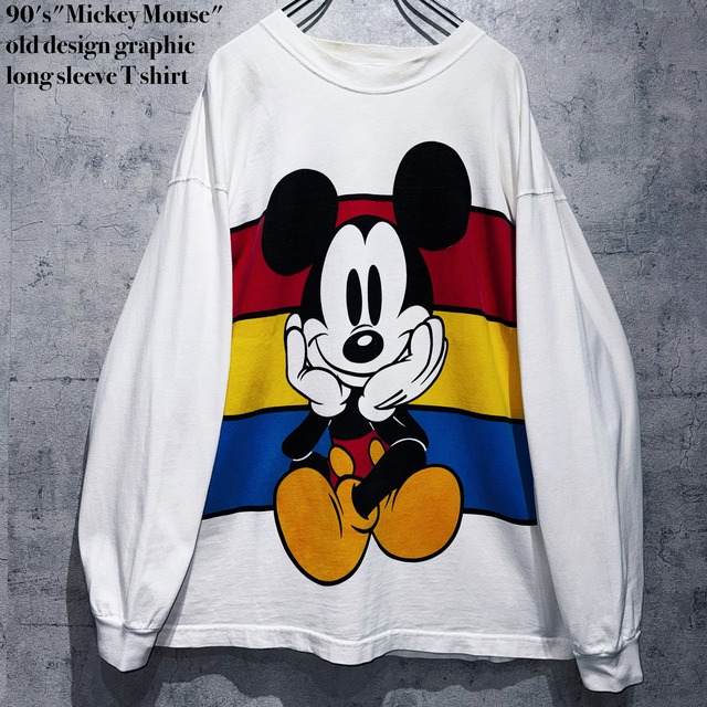 90's"Mickey Mouse"old design graphic long sleeve T shirt