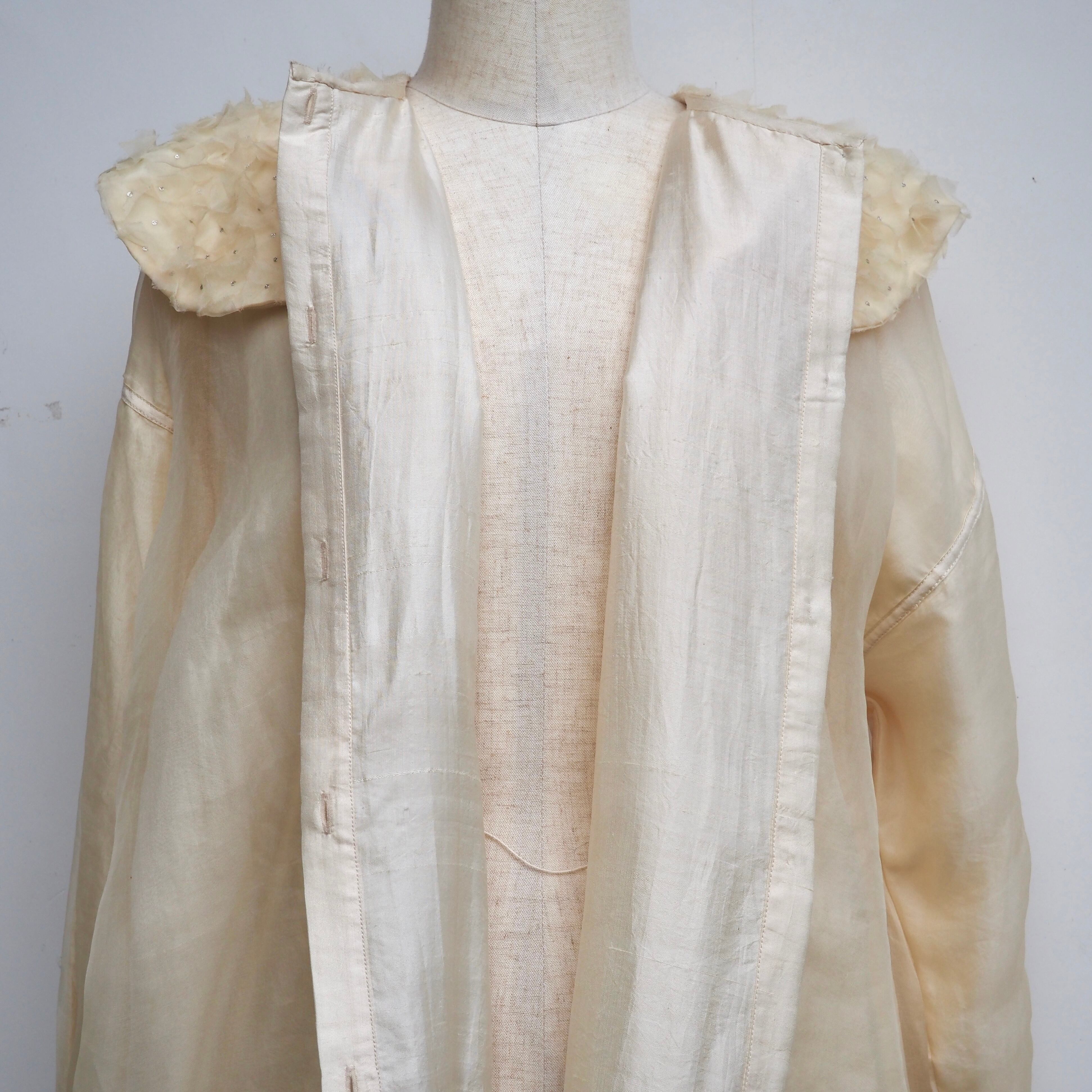 BUNON/Flower Layered Silk one piece coat/シルクワンピースコート