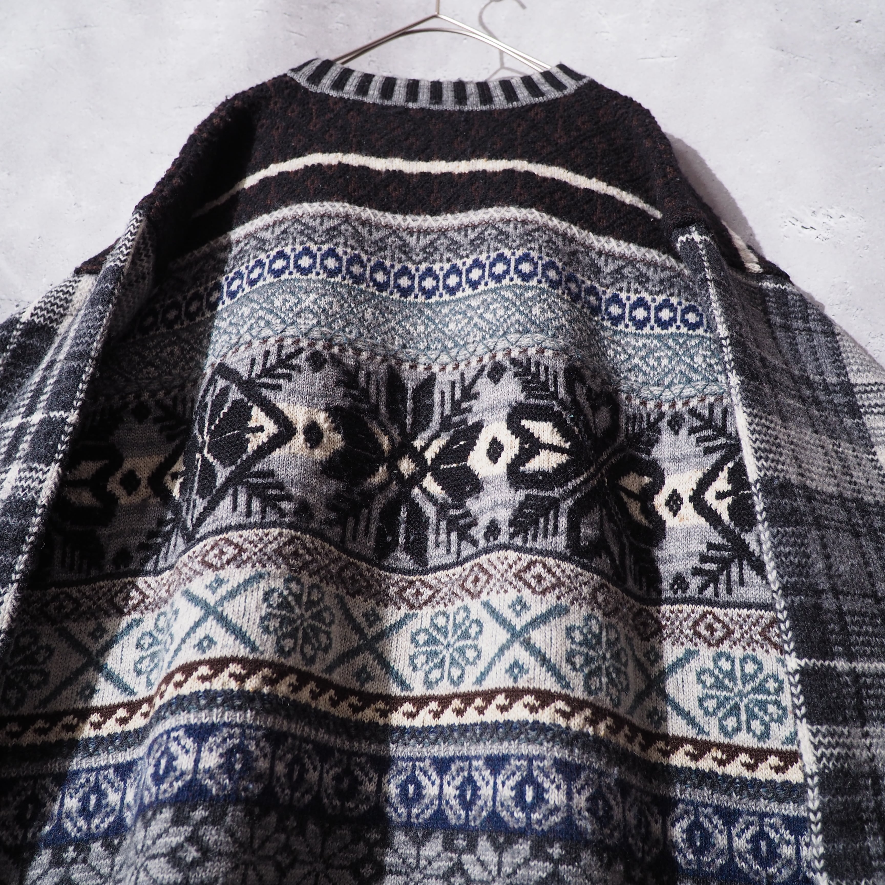 1990s ” KENZO ” Cold Nordic × check pattern combinations vintage knit