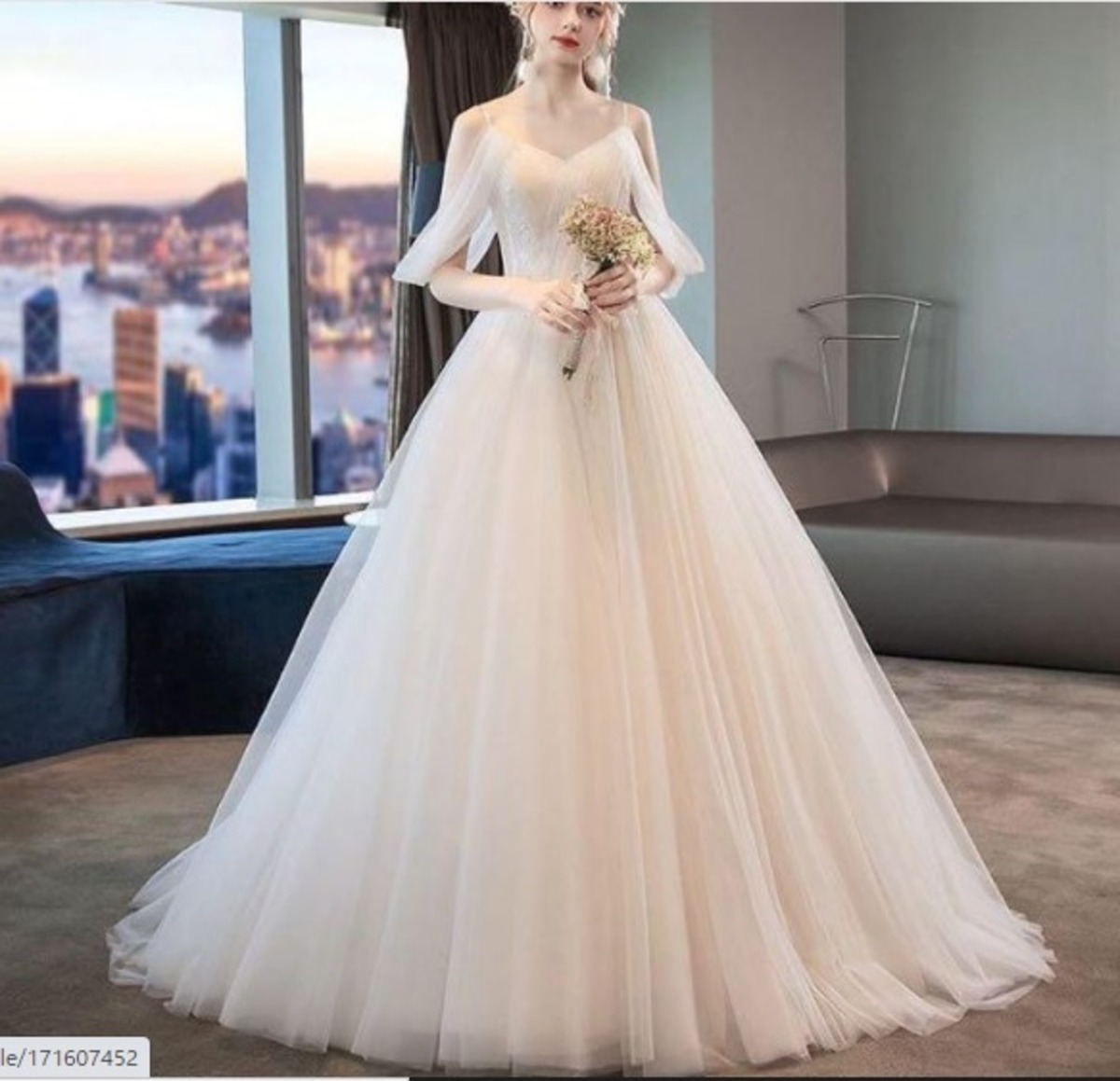 ☆送料無料☆S(7号)☆ネットチュールのオフショルダードレス[OPN2699  