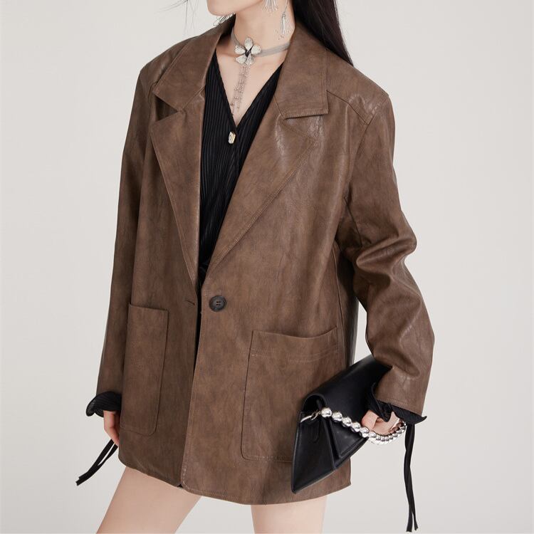 フェイクレザーオーバーサイズジャケット◆2col R30341