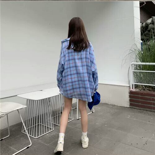 全4色 チェック柄 シャツ オーバーサイズ トップス 長袖 大人