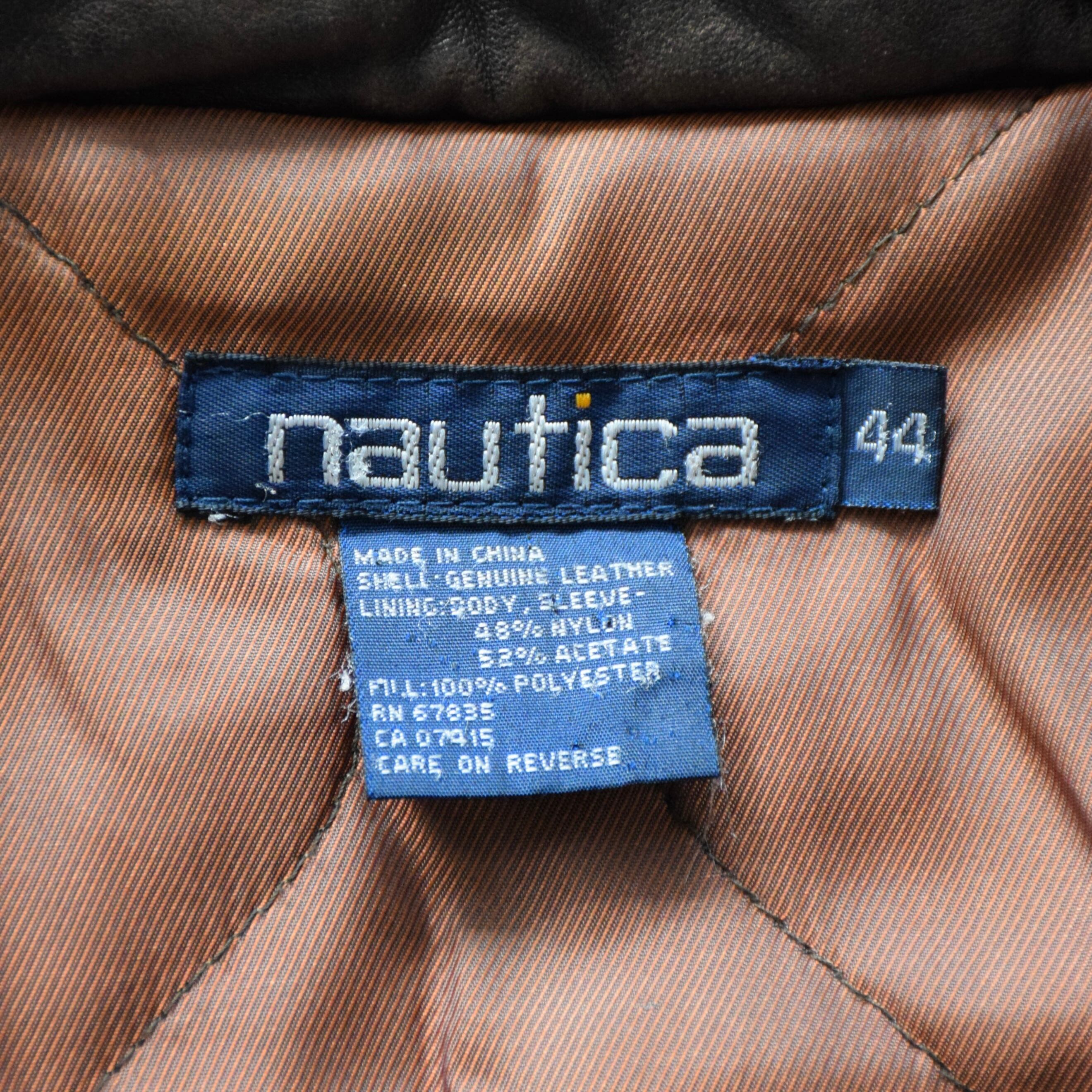 90's nautica レザージャケット メンズ 44 ブラウン ノーティカ コート
