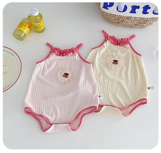 【BABY】チェリーハートフリルキャミソールロンパース - 10