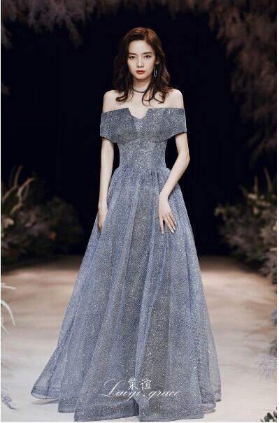 美品！ イブニングドレス オフショルダー キラキラチュール