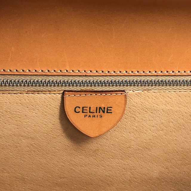 CELINE セリーヌ ハンドバッグ ブラウン マカダム ガンチーニ PVC レザー vintage ヴィンテージ オールド hjb52j