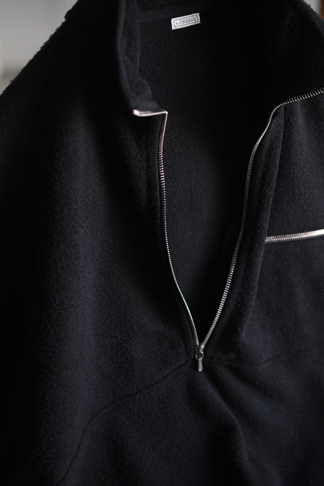 A.PRESSE / Vintage Silk Fleece Harf ZIP Jacket (Black)
