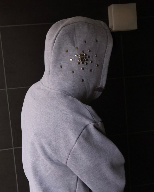 【Hannah Creak】Studded Hoodie Double zip Grey
