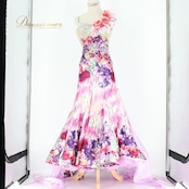 社交ダンス 衣装 エダスー edda hsu スタンダードドレス ピンクワンピース ドレス ピンク系 パープル系 ホワイト系 紫 ピンク 花柄 レース フロート デモ 競技 ダンス パーティ ゴージャス 華やか フォーマル パーティー 大人 上品 おしゃれ レディース 輝き 競技用 コスチューム