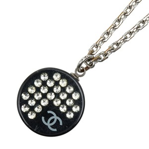 シャネル ココマーク ラインストーン ネックレス シルバー ブラック メタル プラスチック レディース CHANEL 【中古】
