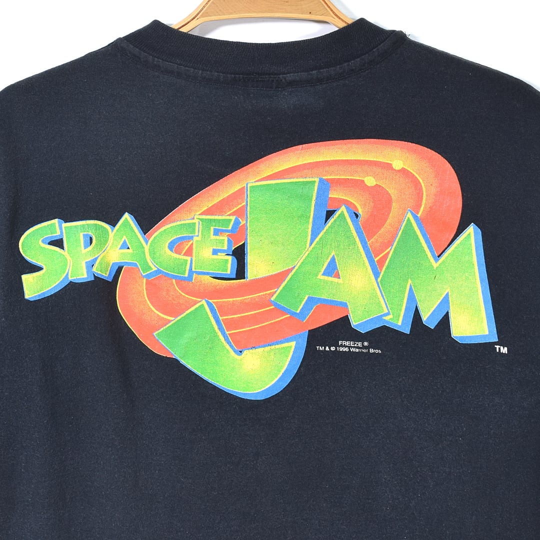 90s 映画 スペースジャム USA製 ヴィンテージTシャツ ルーニーテューンズ 黒 マイケルジョーダン ムービーT シングルステッチ メンズXS相当  SPACE JAM 古着 @BA0008 | ヤング衣料店 powered by BASE