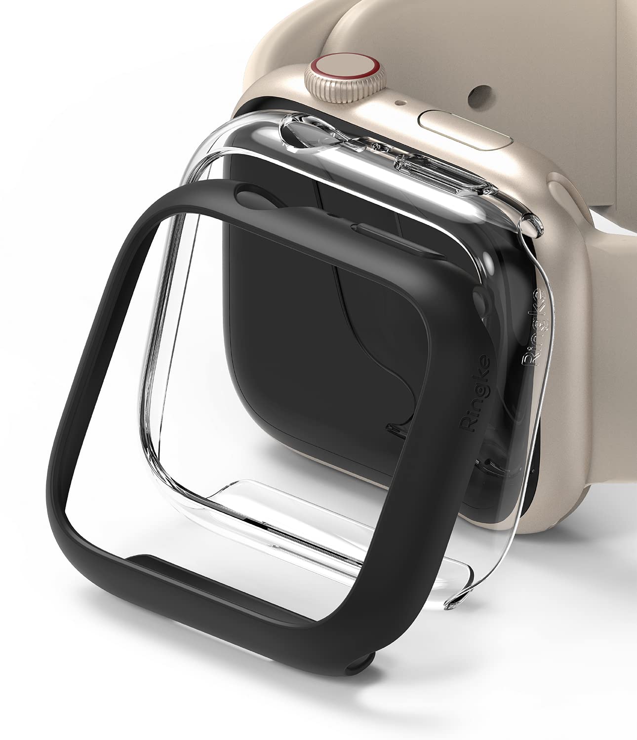 【特価処分】Apple Watch 9 / 8 / 7 45mm ケース SLIM PC 耐黄変 耐衝撃 超薄型 衝撃吸収 保護ケース アップルウォッチ 9 / 8 / 7 45mm スマートウォッチ スリムケース - Clear & Matte Black (2個入り)