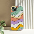 受注生産 iPhoneケース パステルカラフルウェーブ｜70sレトロ CURV048A