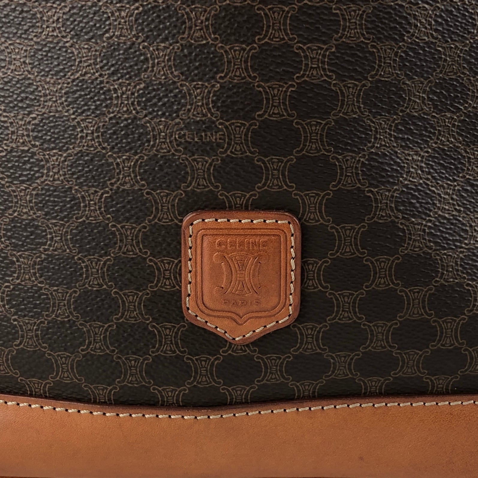 CELINE セリーヌ マカダム ショルダーバッグ ブラウン ブラゾン型押し