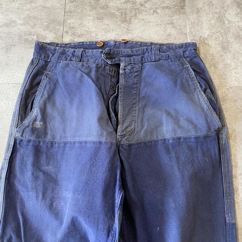50-60s Savo フレンチワーク パッチワーク ダブルニー パンツ W29 詳細写真4