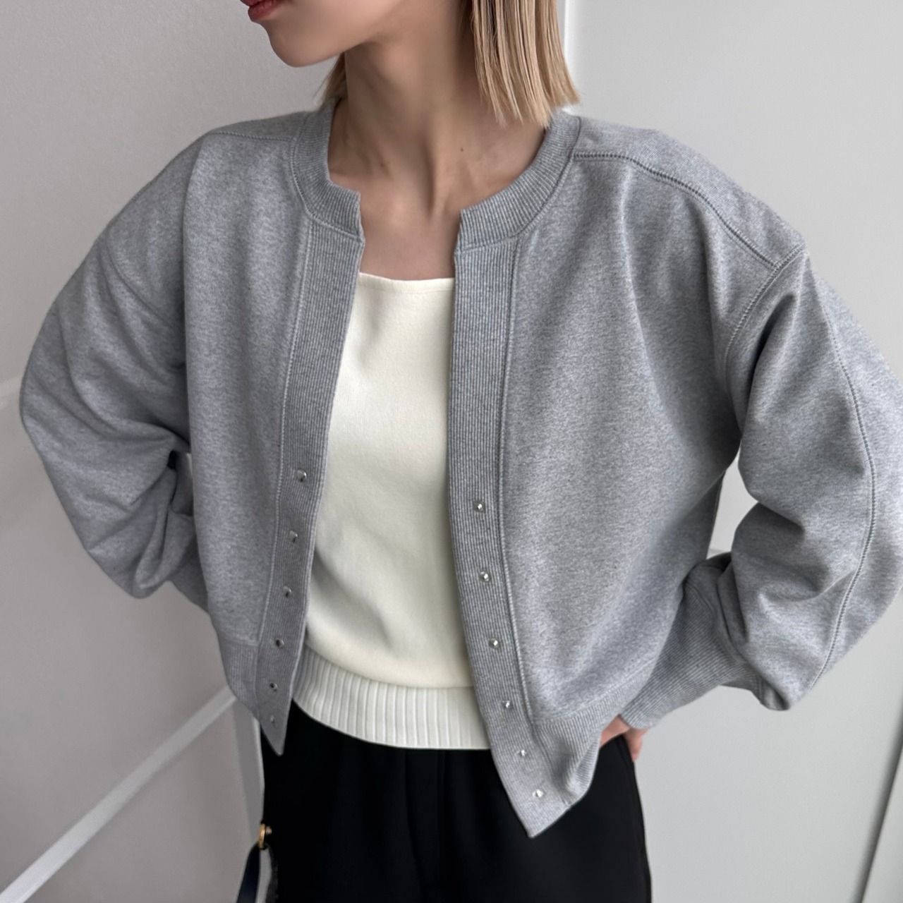 キーネックスウェットCD/グレー