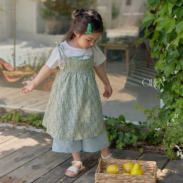 【 OREN / 予約 】(kids) Rosera Shirring Cami One-piece