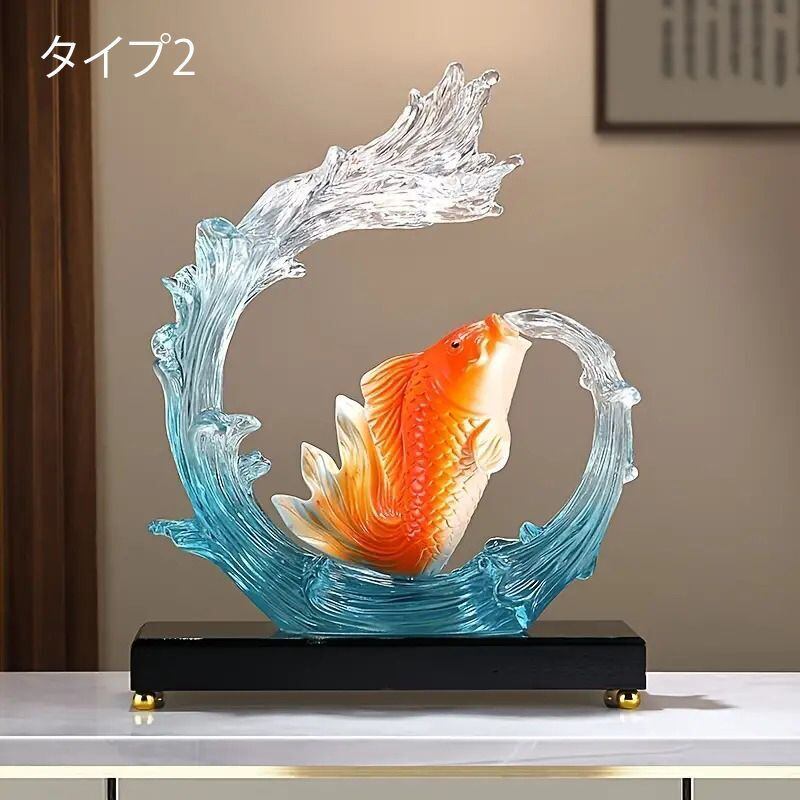 鯉 オブジェ 置物 金 黄金 財運 開運 風水 縁起物 置物 リビング 玄関