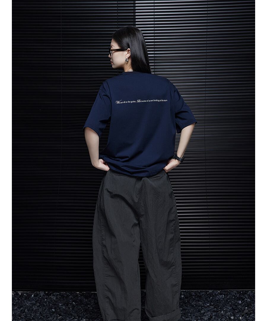 dark blue◆レターデザインTシャツ【t-10765】