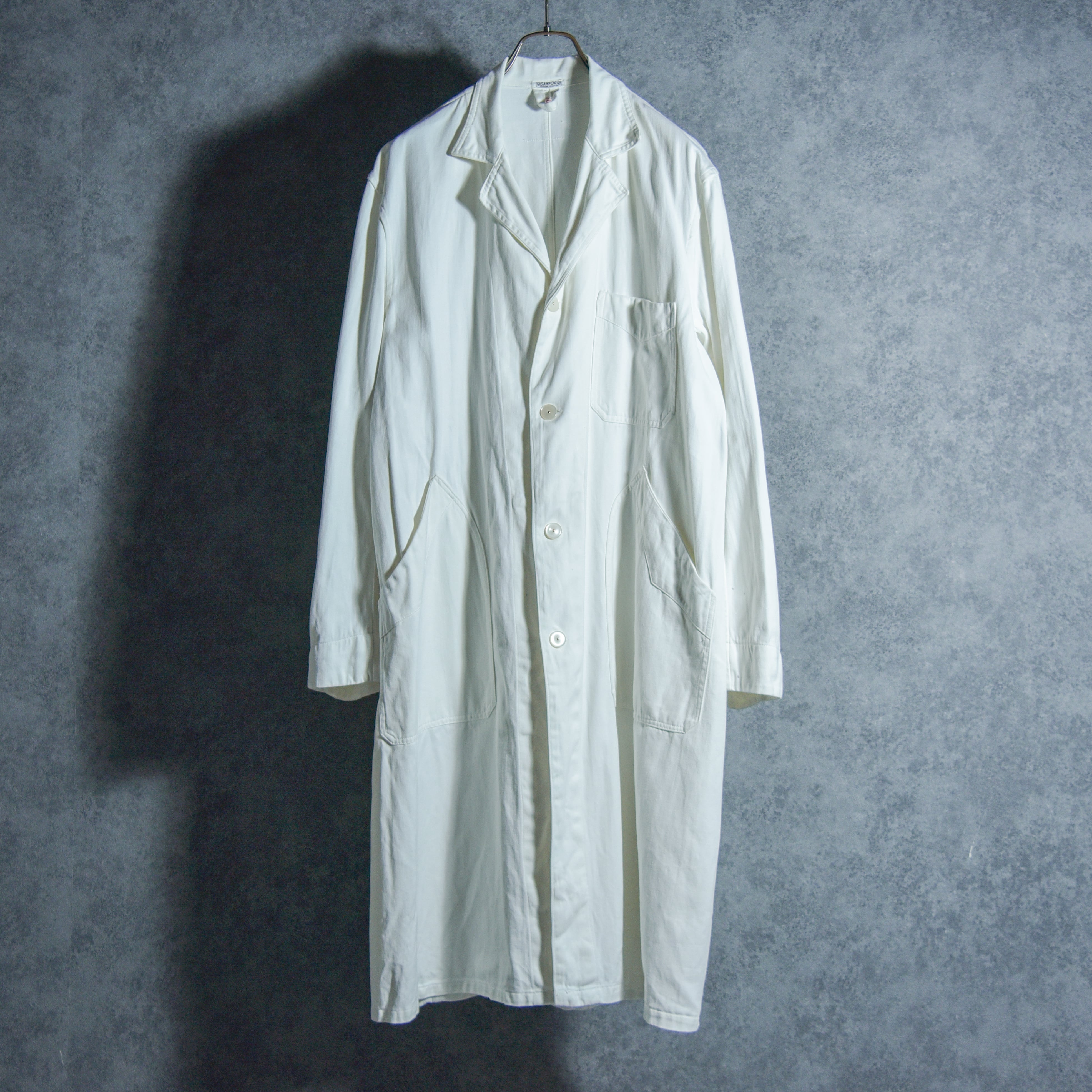 50s French Work Change Button White Work Coat フレンチワーク