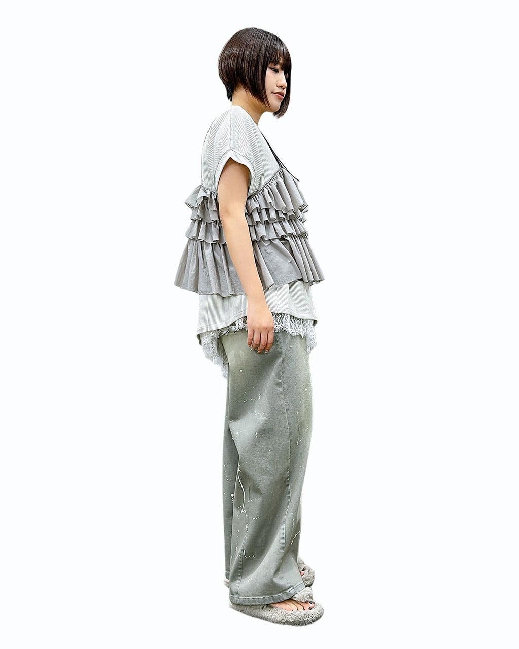 SALE【ayane】裾レースアシンメトリーフレアタンク 836605 アヤン
