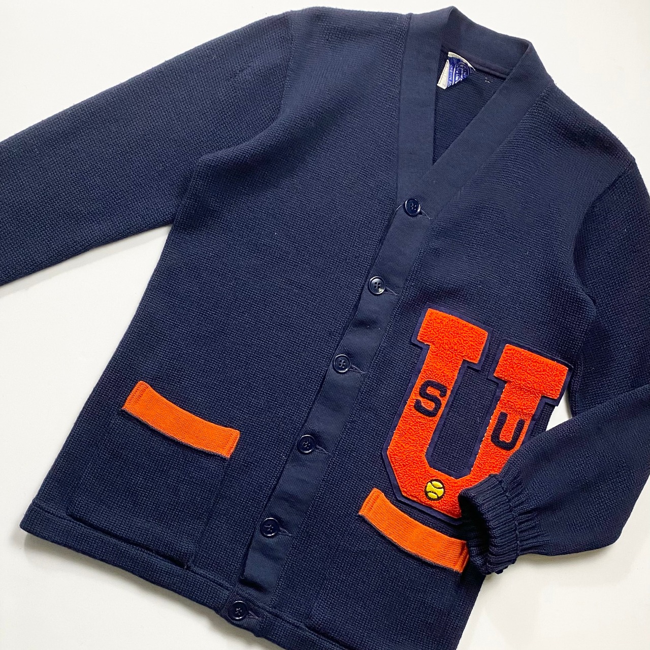 vintage 1950’s~60’s navy lettered cardigan
