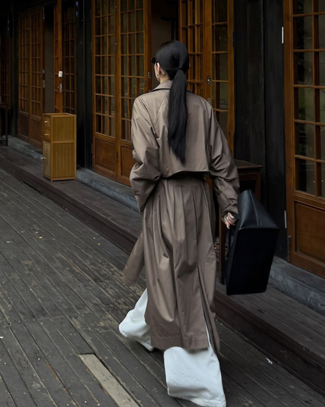 ステンカラートレンチロングコート A25074