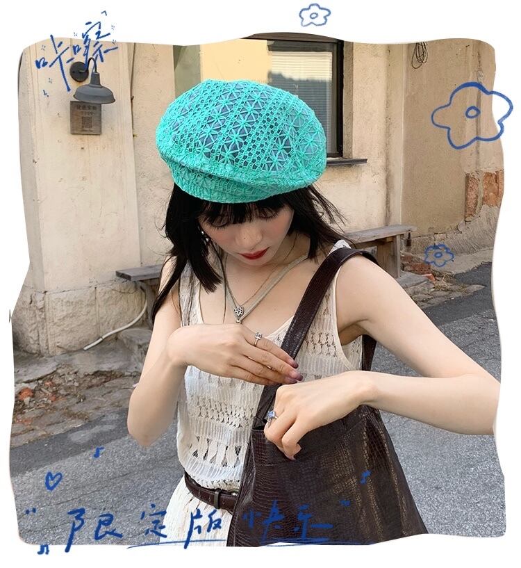 レースレディースサマー薄手レッド 帽子 夏物 ベレット ヘアアクセサリー ブラック・アイド・ピーズ82783787803