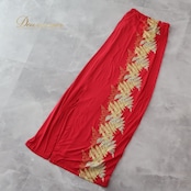 フラダンス 衣装 ワンピース ドレス レッド系 ハワイアンプリント 植物柄 フリル スリット 華やか 鮮やか おしゃれ 大人っぽい グリーン系 イエロー系 赤 黄 黄緑 フラ ダンス 練習 レッスン ハワイアン 着回し 大人 女性用 シンプル