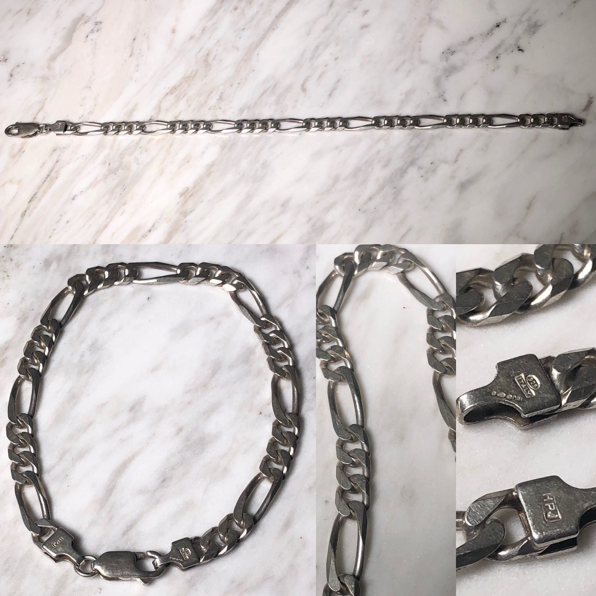 vintage flat chain silver bracelet | NOIR ONLINE