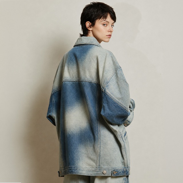 Oversize washed denim jacket A00134